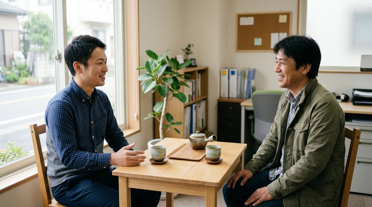 お客さまとゆっくり話す社員（イメージ）